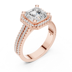 Anillo de Compromiso de Oro de 14K para Mujer con Diamantes Cultivados en Laboratorio, Corte Asscher, Corte Brillante, Engaste Pavé, Certificado IGI, Estilo Geométrico de Lujo - Product Image 6