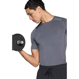 T-shirt de compression à manches courtes pour homme de qualité supérieure, coupe ajustée, tissu jersey en spandex/polyester, respirant, séchage rapide pour la remise en forme - Product Image 4