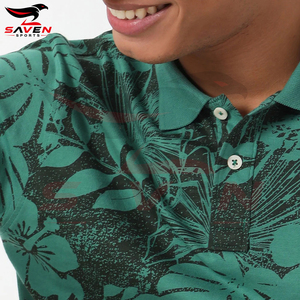 Wholesale Custom Tropical Printed <b>Men</b> <b>Polo</b> <b>Shirt</b> <b>Green</b> Floral Leaf Short Sleeve Breathable Cotton Casual Golf <b>Polo</b> <b>Shirts</b> - Product Image 5