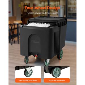 Attrezzatura da Cucina Commerciale, Contenitore Isolato Portatile per Ghiaccio con 4 Ruote, Coperchio Scorrevole, Capacità 125 Libbre, 31,5 X 22,8 X 29 Pollici, Grande - Product Image 5