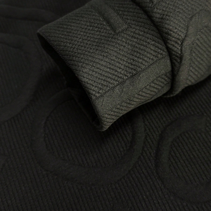 Sudadera con Capucha Negra Texturizada para Hombre, con Letras en Relieve, Capucha con Cordón, Bolsillo Tipo Canguro, Manga Larga, Estilo Urbano - Product Image 4