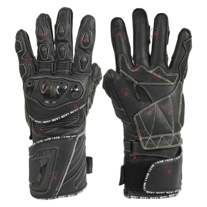 <b>Motorcycle</b> racing gauntlet gloves real cowhide leather long cuff reinforced palm reflective piping hard knuckles protective gear - Product Image 3