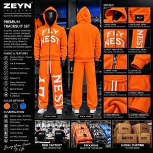 Ensemble de survêtement personnalisé brodé automne pour hommes, sweat-shirt imprimé et pantalon de survêtement large, streetwear OEM - Product Image 2