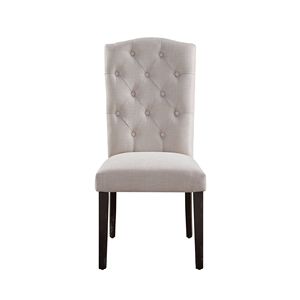 Gerardo <b>Set</b> of 2 Beige <b>Linen</b> and Weathered Espresso Dining Chairs - Product Image 4