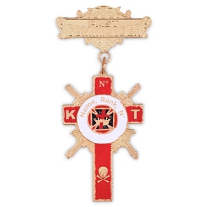 Past Commander Knights Templar <b>Masonic</b> Brass Gold-Plated Personalized Red Cross KT Commandery Regalia <b>Medal</b> - Product Image 1