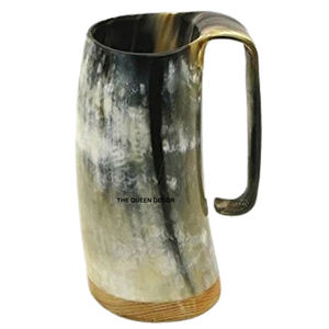 Mug en corne de buffle naturelle de haute qualité avec poignée, design moderne, pour boire directement, isolation thermique, écologique - Product Image 1
