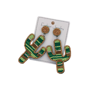 Pendientes colgantes de cactus verde con cuentas hechos a mano, lindos pendientes colgantes de estilo bohemio con diseño de planta para mujer, pendientes colgantes de moda, pendientes personalizados. - Product Image 6