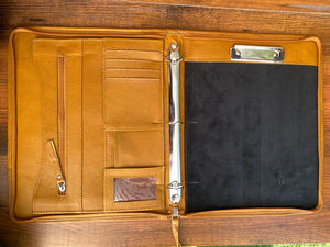 A4 Multifunctional Zipper Hand <b>Leather</b> Document File Holder Ring Binder Custom Office Genuine <b>Leather</b> Floral Portfolio Organizer - Product Image 5
