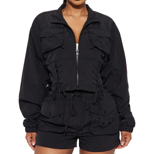 Custom Wholesale Two-Piece Women's Breathable Windbreaker Tracksuit <b>Set</b> Customized Colors Sizes and Logo with Solid Pattern - Product Image 1