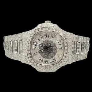 Reloj de Lujo para Hombre, Splendid Gift Jewelry, Caja Plateada con Moissanita, Esfera de Cristal de Zafiro, Cronógrafo, Movimiento de Cuarzo ETA Oculto - Product Image 1