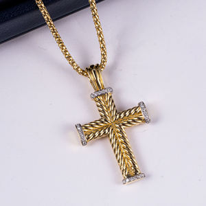 Trendy Cross-Inspired Lab-Grown Diamond <b>Necklace</b>: 18K <b>Solid</b> Gold, Hip-hop Vibe, Ideal for Celebrations, Gifting & Bulk Wholesall - Product Image 2