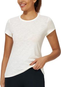 Women's <b>White</b> <b>Cap</b> <b>Sleeve</b> Crew Neck <b>T</b>-<b>Shirt</b> Loose Fit Solid Color Casual Style 100% Cotton Breathable Jersey Fabric Spring Summer - Product Image 4