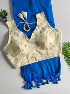 Embroidered <b>Silk</b> Saree Blouse for Women Ethnic <b>Vest</b> Crop <b>Top</b> Digital Printing Regular Fit Party Wear India Pakistan - Product Image 6