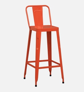 Becky PU Leather <b>Adjustable</b> Modern Industrial Metal Bar <b>Stool</b> Orange Color Counter <b>Height</b> Kitchen Furniture Powder Coated Steel - Product Image 1