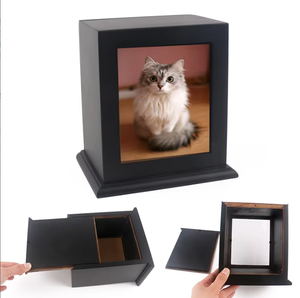 Urna Funeraria de Madera para Mascotas con Marco de Fotos Cuadrado, Ataúd Conmemorativo para Perros y Gatos, Exhibición en el Hogar - Product Image 5
