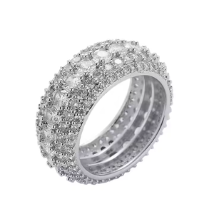 Men's 18K Solid Gold Diamond <b>Ring</b> Round Brilliant Cut Luxury Everyday Wear G Color Natural Stone Pave Setting - Product Image 2