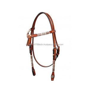 Équipement équestre confortable et durable de bride de cheval en cuir décoratif pur pour le matériel de PVC de style occidental d'équitation de course - Product Image 1