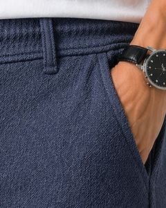 Men Steel Blue Slim Fit Casual Jogger Pants Elastic Waist <b>Drawstring</b> <b>Trousers</b> Soft Fabric Comfortable Daily Wear Stylish Look - Product Image 3