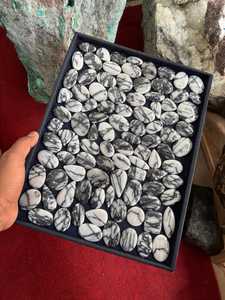 Natural Pinolite Jasper Loose Gemstones Wholesale Cabochons Black and White <b>Matrix</b> Pattern Stone for Jewelry Making - Product Image 2