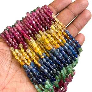 Cuentas de rubí natural, esmeralda, zafiro amarillo, zafiro azul de 5x4 a 6x5 mm, cuentas sueltas de piedras preciosas múltiples para la fabricación de joyería. - Product Image 2