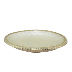 Plateau en métal argenté de qualité supérieure pour champagne, centre de table sophistiqué à bord perlé, plat décoratif moderne pour l'hôtellerie de luxe - Product Image 3