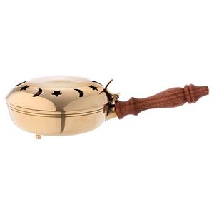 Brûleur à Bakhoor en laiton massif Bela Artisan avec poignée en bois, Mabkhara arabe, encens Oud, charbon de bois, fait main, compatible avec l'encens indien - Product Image 1