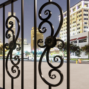 Portails en fer forgé décoratifs et balustrades de balcon en acier avec finition thermolaquée noire pour entrées de villas et cours extérieures - Product Image 2