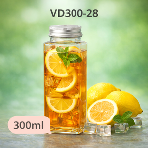 Botella Cuadrada de Plástico PET de 300 ml con Tapa de Rosca de Aluminio de 55 mm, Envase para Alimentos OEM, Jugo, Té, Café, Bebidas, Modelo VD300-33 Ho Chi Minh - Product Image 2