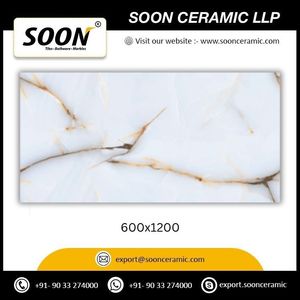 Carreaux de sol en porcelaine effet marbre blanc brillant I-ZARA 600x1200mm pour utilisation intérieure dans le salon - Product Image 3