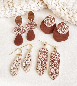 ต่างหูอะคริลิคเรซิ่นไม้เรขาคณิตขนาดใหญ่ของผู้หญิงขายดีพร้อมชุบทองเพชรวินเทจของขวัญที่สมบูรณ์แบบสำหรับงานแต่งงาน - Product Image 2