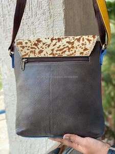 <b>Real</b> Handmade Recycled <b>Leather</b> Stubby Color Purse Hair on Hide Fur <b>Leather</b> Handbag Women Stylish Multicolor Shoulder Sling <b>Bag</b> - Product Image 5