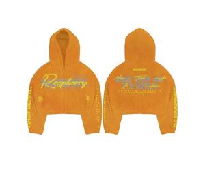 Sudadera con capucha TAHAD 2026 personalizada con lavado ácido para hombre, de felpa francesa gruesa, con cremallera, efecto desgastado por el sol, con pedrería y parche aplicado, estilo urbano. - Product Image 1