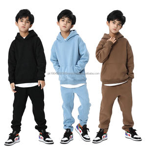 Conjunto de Sudadera con Capucha y Pantalones Deportivos de Manga Larga Personalizados para Niños y Niñas, 95% Algodón, 350 g/m², Alta Calidad, OEM - Product Image 1