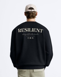 Sweat-shirt en coton à col rond et épaules tombantes avec imprimé au dos, coupe classique, léger, en molleton, pour homme, idéal pour l'hiver - Product Image 2