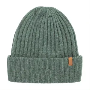 Gorro de Punto Unisex Color Verde Azulado, Gorro de Invierno de 56-58 cm, Diseño Casual para Adultos, Acrílico, con Puño, Diseño Sólido - Product Image 5