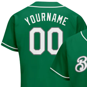 Maillot de baseball vert, blanc et gris pour homme, à boutons, pour équipe, performance sportive, entraînement et uniforme de match - Product Image 3