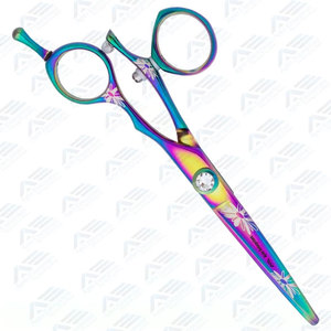 กรรไกรตัดผม Rainbow Daisy Swivel ขนาด 6.0 นิ้ว ผลิตจากเหล็ก 440C ขายส่งราคาพิเศษ อุปกรณ์ทำผมมืออาชีพสำหรับช่างตัดผมและเสริมสวย - Product Image 4