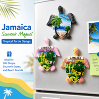 Aimant de réfrigérateur souvenir de la Jamaïque en résine 3D personnalisé, forme tortue de mer, peint à la main, aimant palmier, vente en gros pour les boutiques de cadeaux