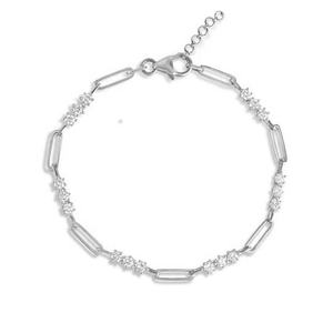 AMBER JEWELS T-3550 Bracelet tennis à maillons plaqué or 10K avec diamants de laboratoire taille brillant, sertissage griffe, géométrique minimaliste - Product Image 3