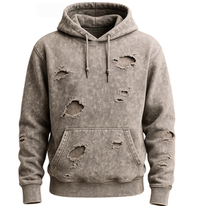 Sweat-shirt à capuche gris pour homme, coupe ample, avec poches, décontracté, pour l'automne, en polaire polyester/coton, anti-boulochage, coupe-vent - Product Image 4