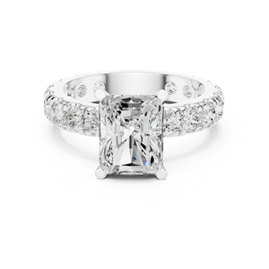 แหวนหมั้นเพชรทรงรัศมี 3 กะรัต เพชรเพาะเลี้ยงในห้องปฏิบัติการ ตัวเรือนทอง 14K ประดับเพชรแบบ Pave  พร้อมใบรับรอง IGI ระดับ VS EF เหมาะสำหรับวันครบรอบแต่งงาน - Product Image 6