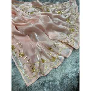 Vestidos de Fiesta Elegantes, Sari con Perlas y Trabajo Artesanal Katdana para un Look Festivo - Product Image 1