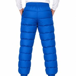 Men Padded Puffer <b>Trouser</b> Casual Pants Quilted Design Full Length Padded Style Winter <b>Elastic</b> <b>Waist</b> Drawstring Windproof <b>Trouser</b> - Product Image 2