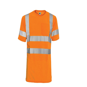เสื้อเชิ้ตทำงานแขนสั้นแบบมีกระเป๋าหน้าอกเพื่อความปลอดภัย เทปสะท้อนแสงช่วยเพิ่มการมองเห็น ทนทานสำหรับงานก่อสร้าง - Product Image 1