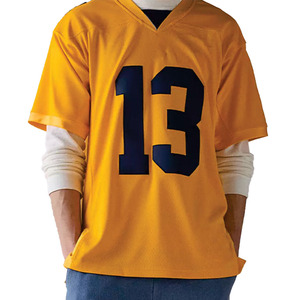 เสื้อฟุตบอลอเมริกันสไตล์ Y2K สีเหลืองตาข่าย พิมพ์ตัวเลข ชุดทีมชาย ทรงโอเวอร์ไซส์ สั่งทำชื่อและหมายเลขได้ สั่งซื้อจำนวนมาก - Product Image 3