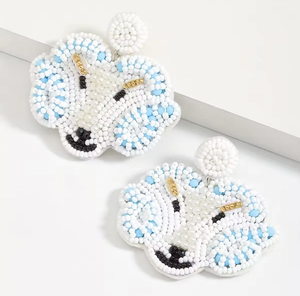 Pendientes de botón unisex de moda con cuentas de vidrio hechas a mano, estilo clásico de letras, con cuentas de semillas, en colores azul y amarillo, novedades - Product Image 5
