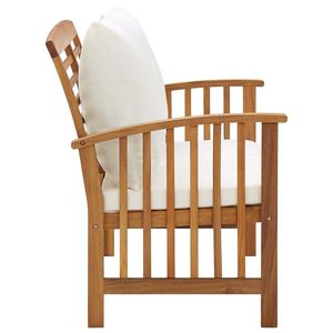 Banco de Jardín Color Crema, Banco de Patio de Madera Natural - Product Image 3