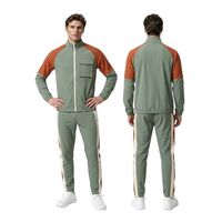 Ensemble de survêtement de sport personnalisé pour hommes en polyester et élasthanne avec veste zippée intégrale et pantalon de sport