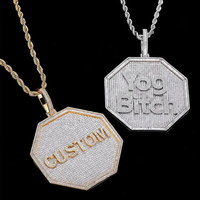 Collier personnalisé en moissanite avec pendentif lettre, breloque en argent, ton blanc, ton jaune, ton rose, accessoire de mode, bijoux de luxe, hip hop