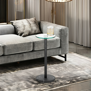 Hot Selling Modern Design Glass Top Side <b>Table</b> Round Accent Metal Furniture for Living Room with <b>Matt</b> Drink <b>Table</b> - Product Image 6